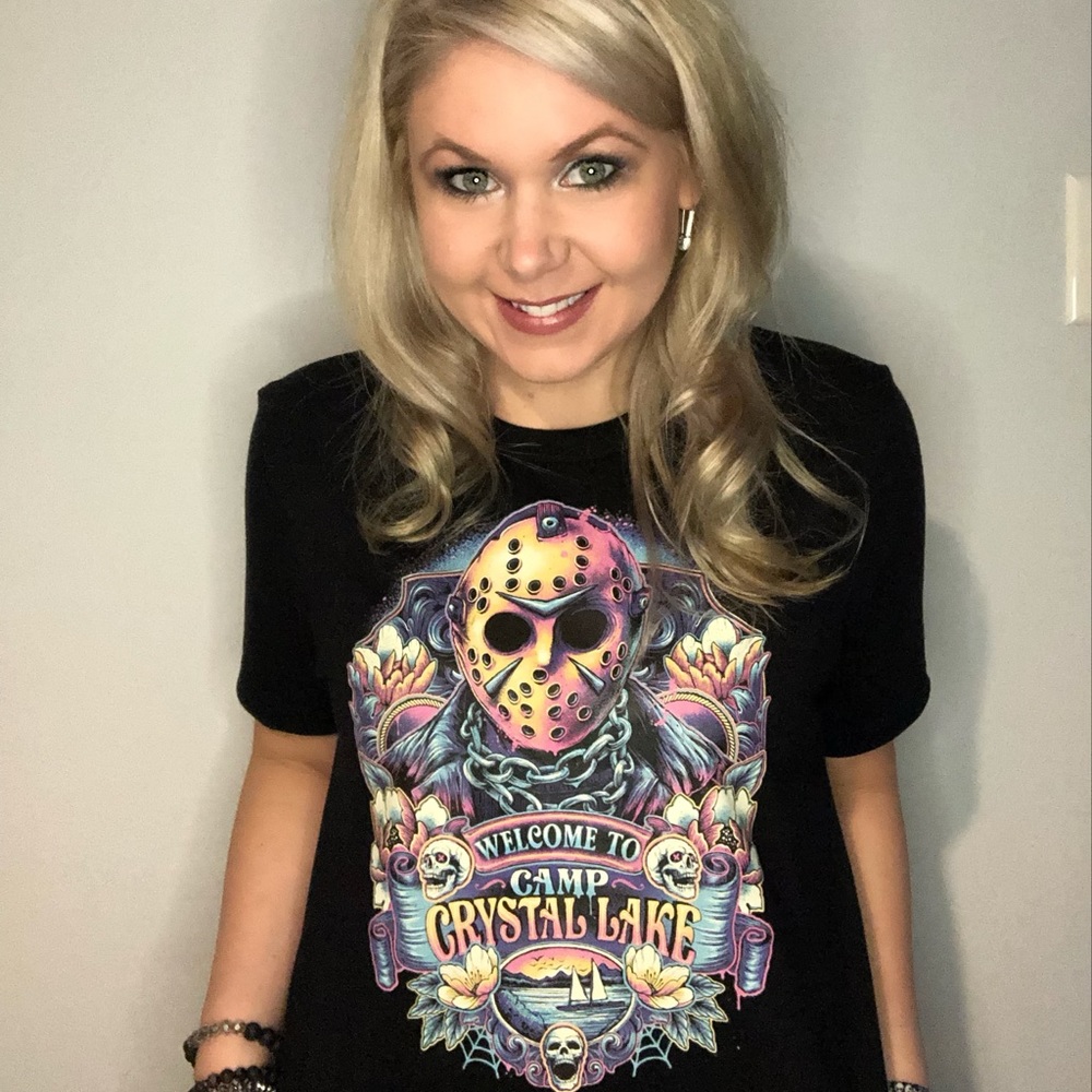 Halloween Screen Print Shirt Crystal Lake Jason